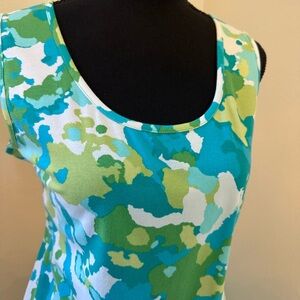 NWOT D&Co Sleeveless Top Cotton/Spandex - Teal Camo
